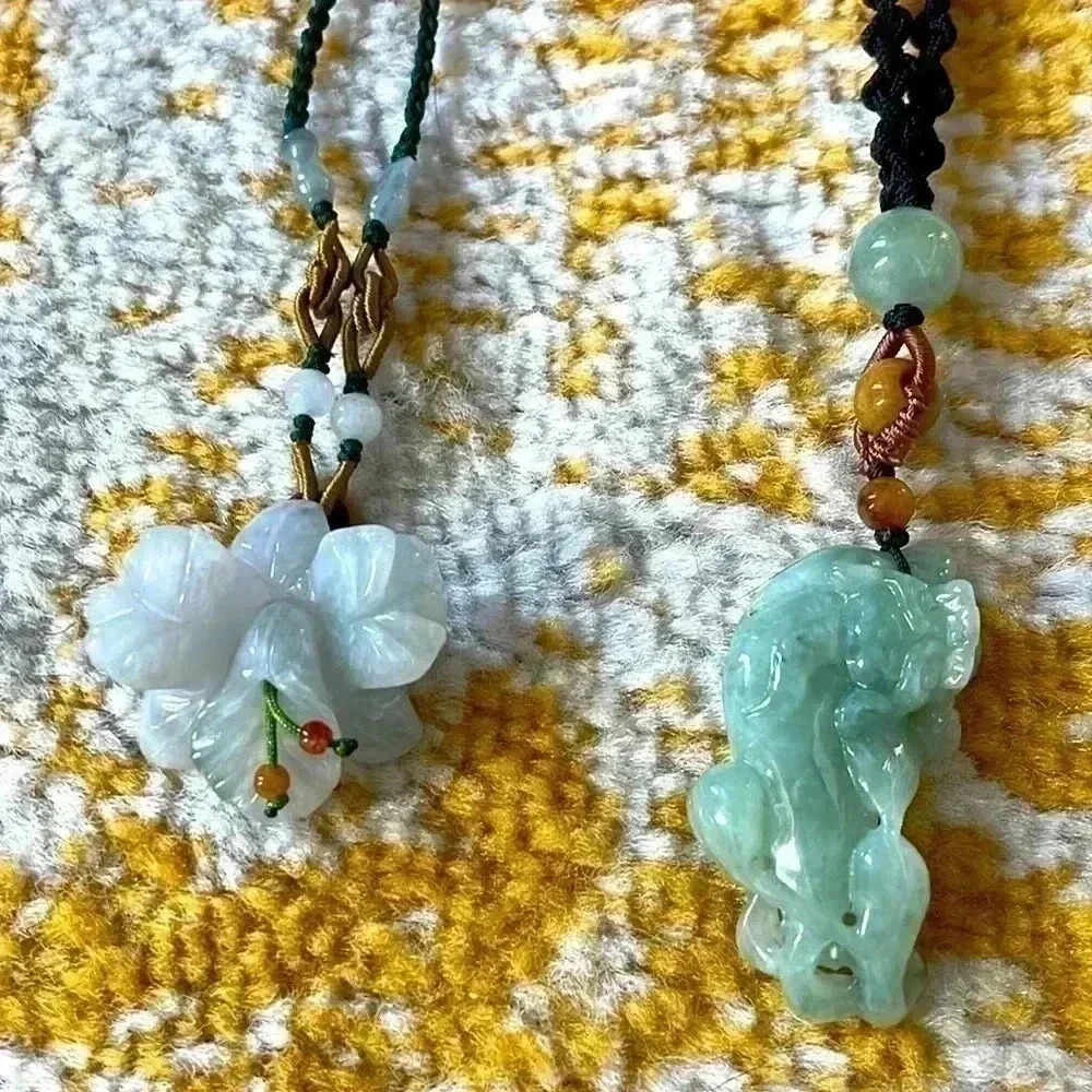 Lot 2 jade Thai beaded necklaces fully adjustable NWOT